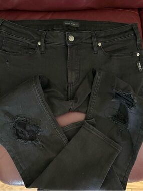 Silver Jeans Black Ripped Skinny Jeans